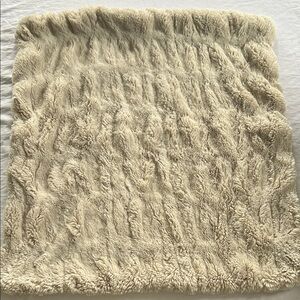 Pottery Barn Textured Cream Faux Fur Pillow